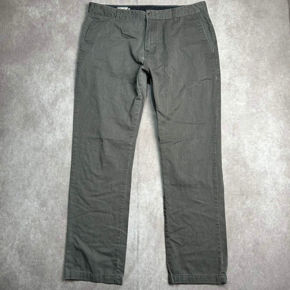 Volcom Vmonty Pant Mens 36 Charcoal Gray Straight Leg Chino Skate A11313S1